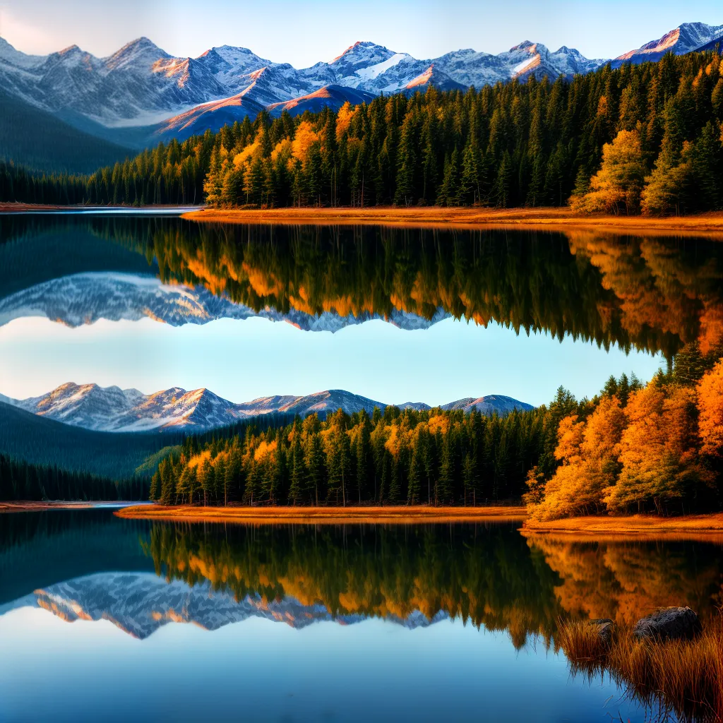 montanhas por do sol lago outono