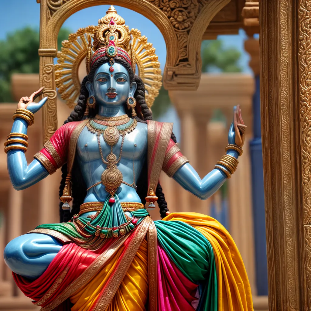 escultura deus hindu templo colorido