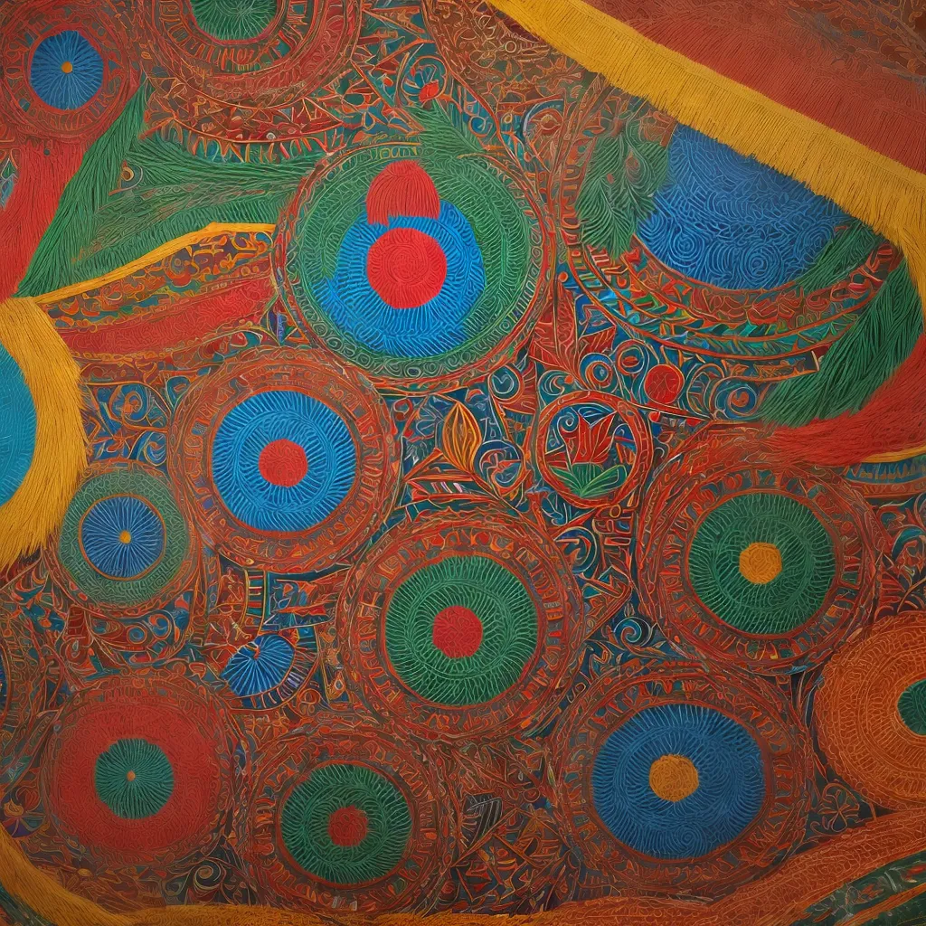 mural indigena simbolos cores artisticos