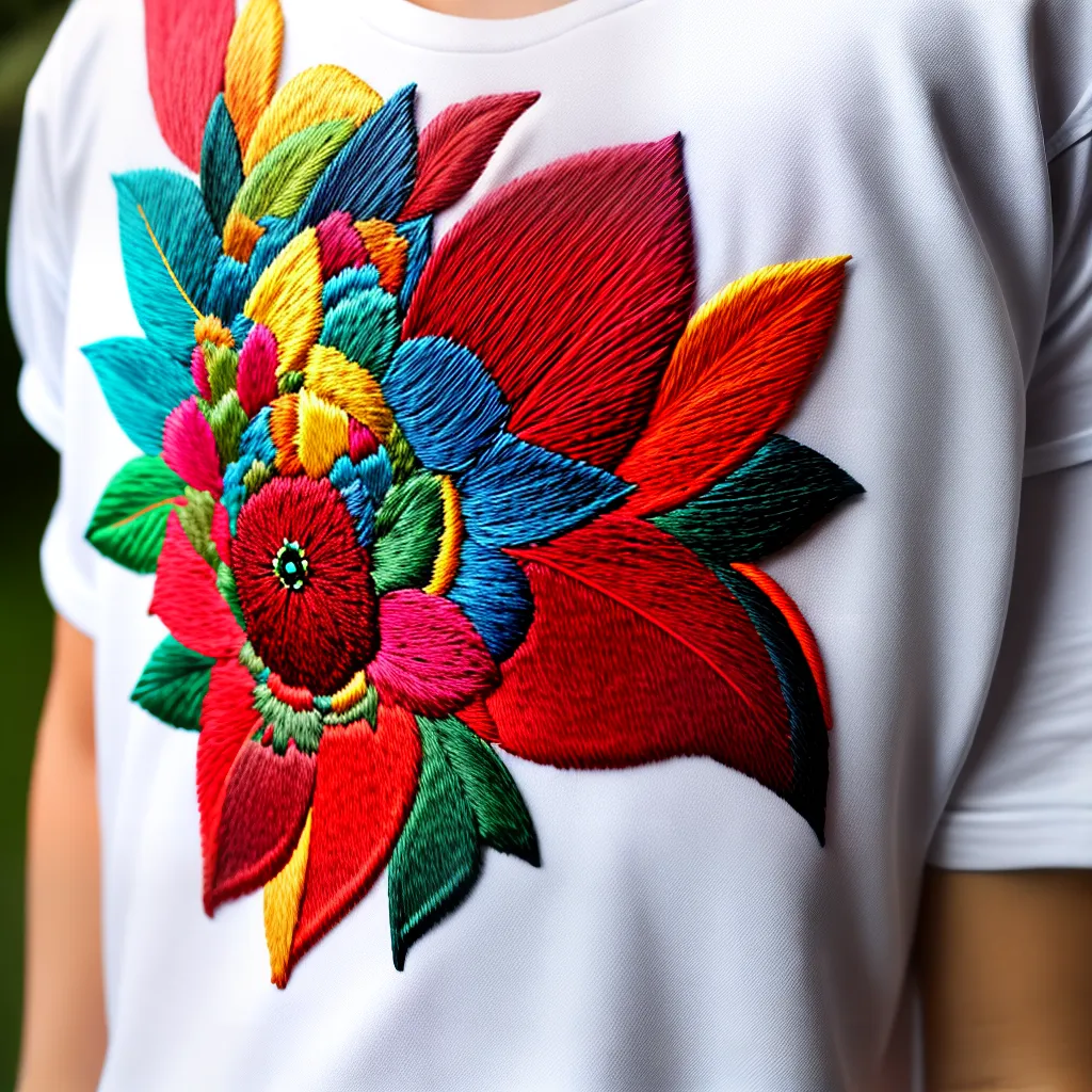 bordado colorido camiseta branca bordado colorido camiseta branca
