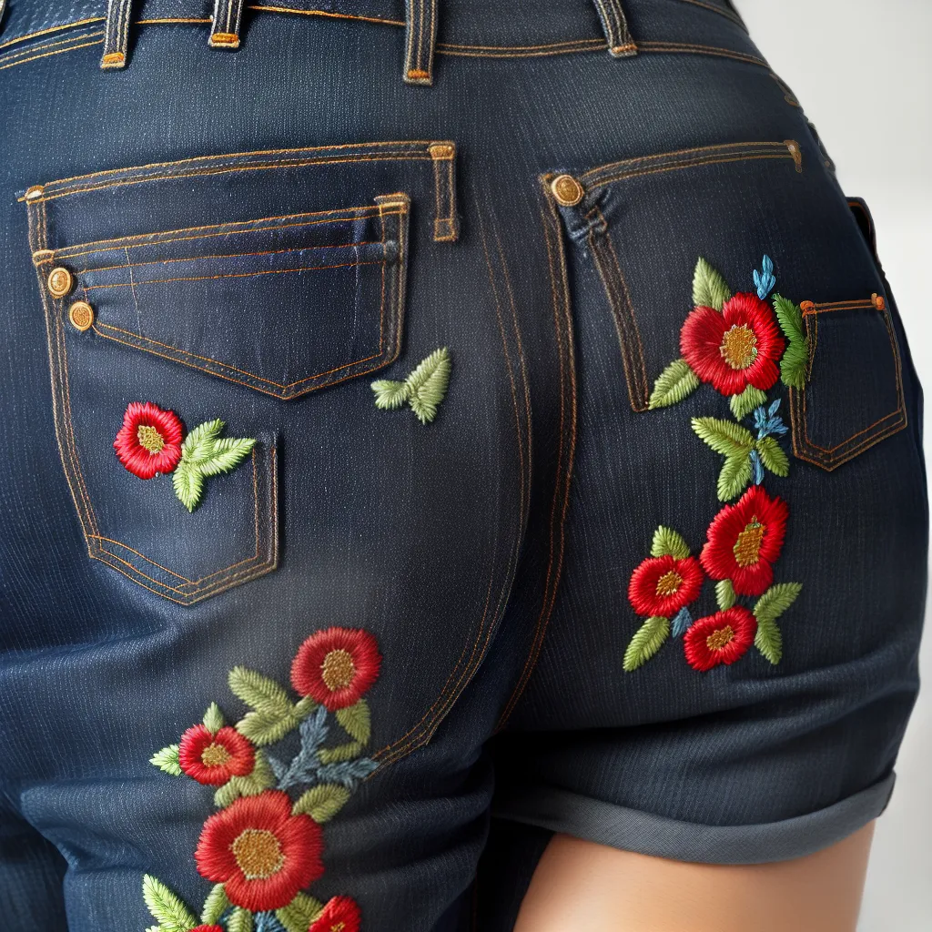 jeans bordado colorido artesanal jeans bordado colorido artesanal