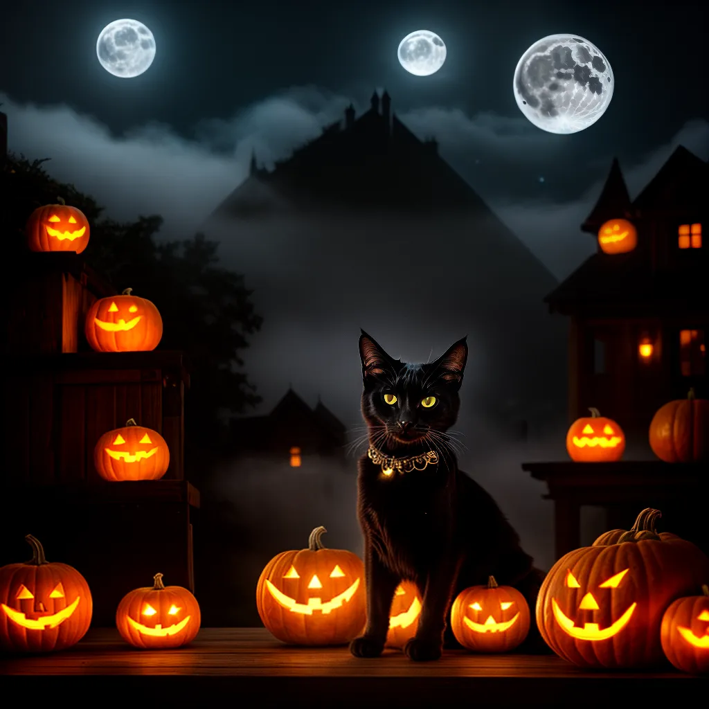 gato preto lua nevoeiro halloween gato preto lua nevoeiro halloween