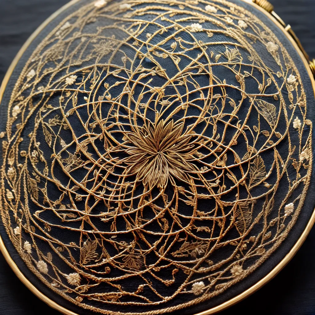 bordado floral metalico intrincado