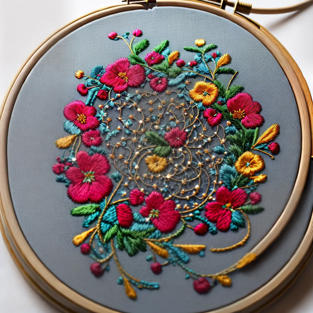 bordado floral brilho metalico