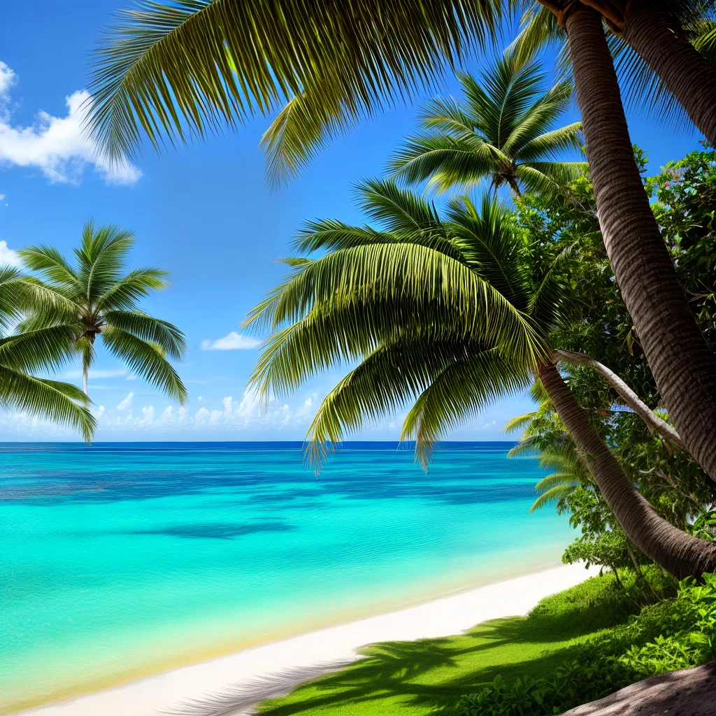 paisagem tropical palmeiras azul praia