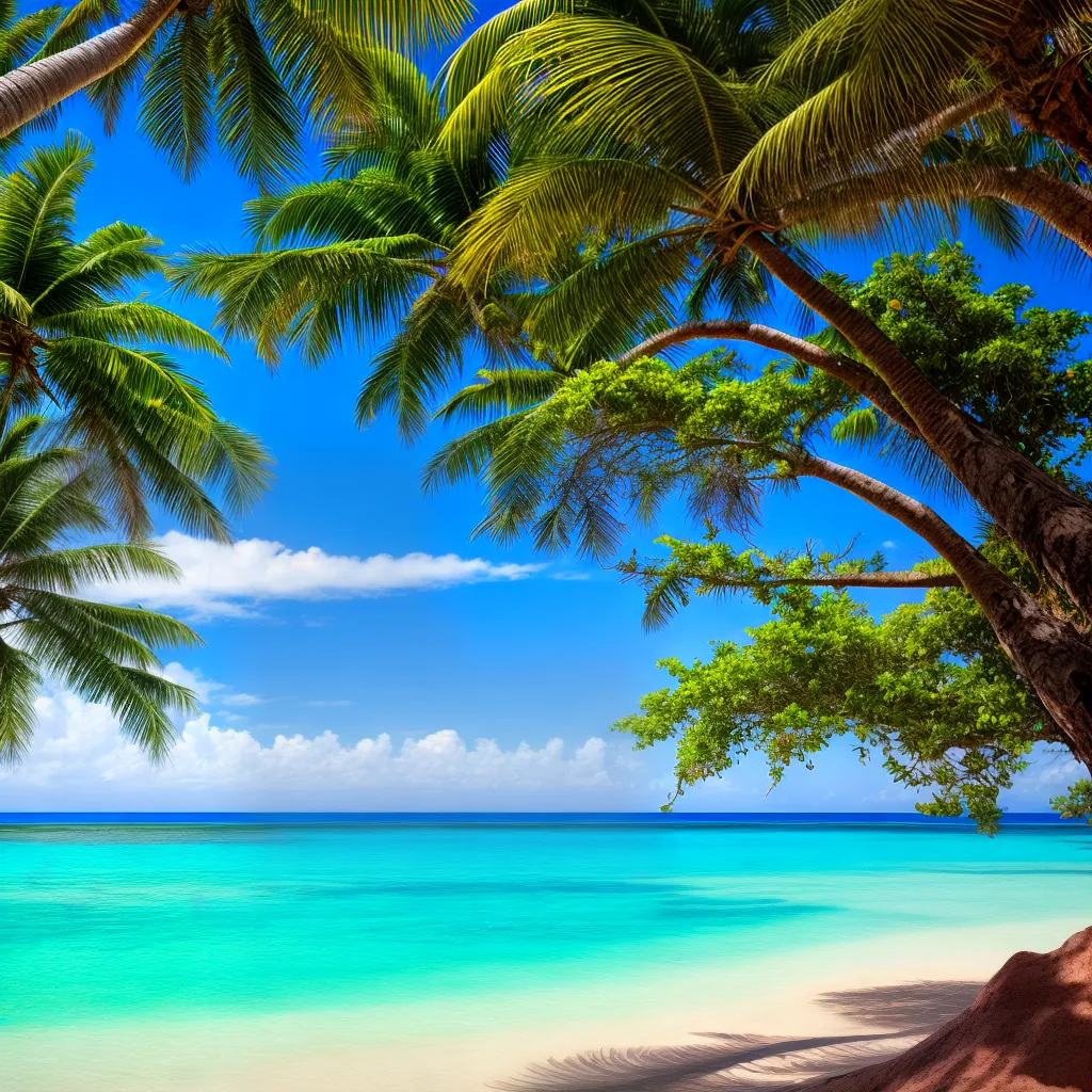 paisagem tropical palmeiras areia mar