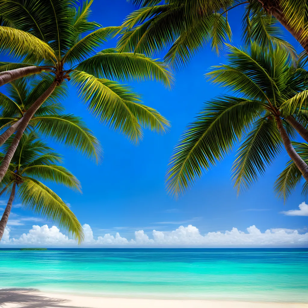 paisagem tropical palmeiras azul praia 1
