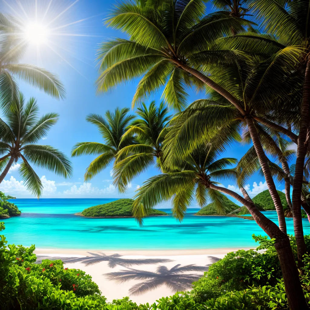 paisagem tropical palmeiras aguas turquesa