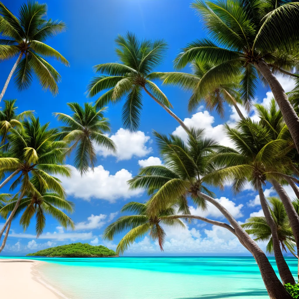 paisagem tropical palmeiras praia azul