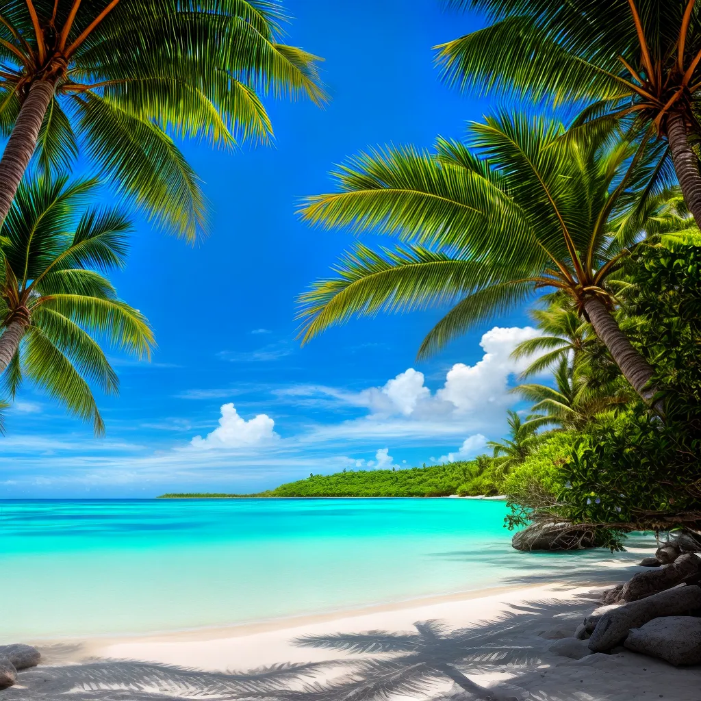 paisagem tropical palmeiras azul areia