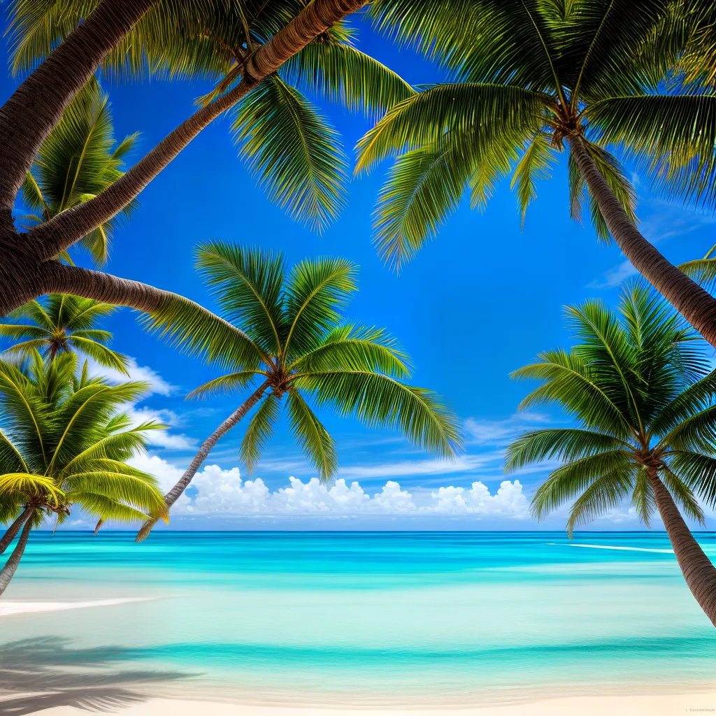 paisagem tropical palmeiras azul cristalino