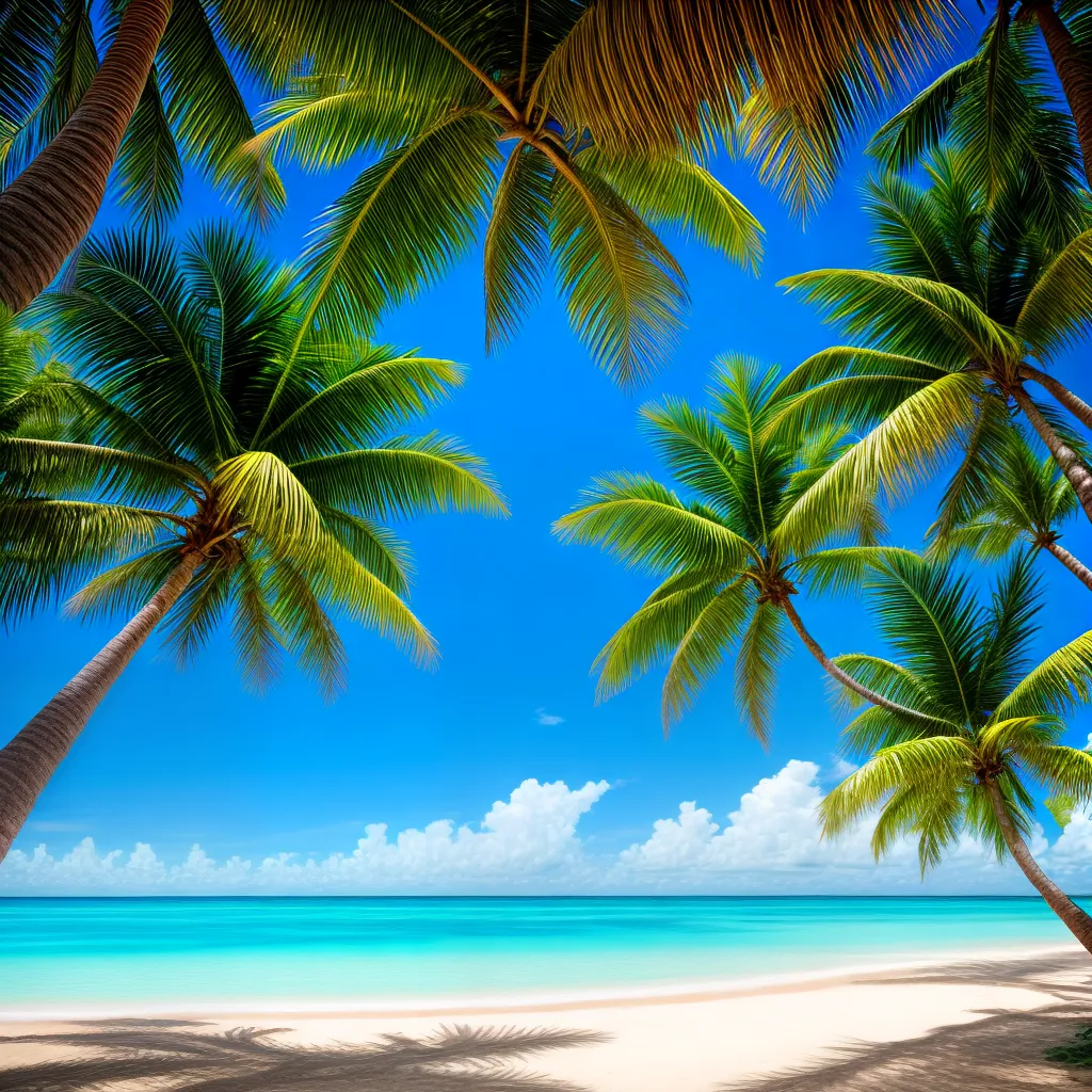 paisagem tropical palmeiras azul areia 1