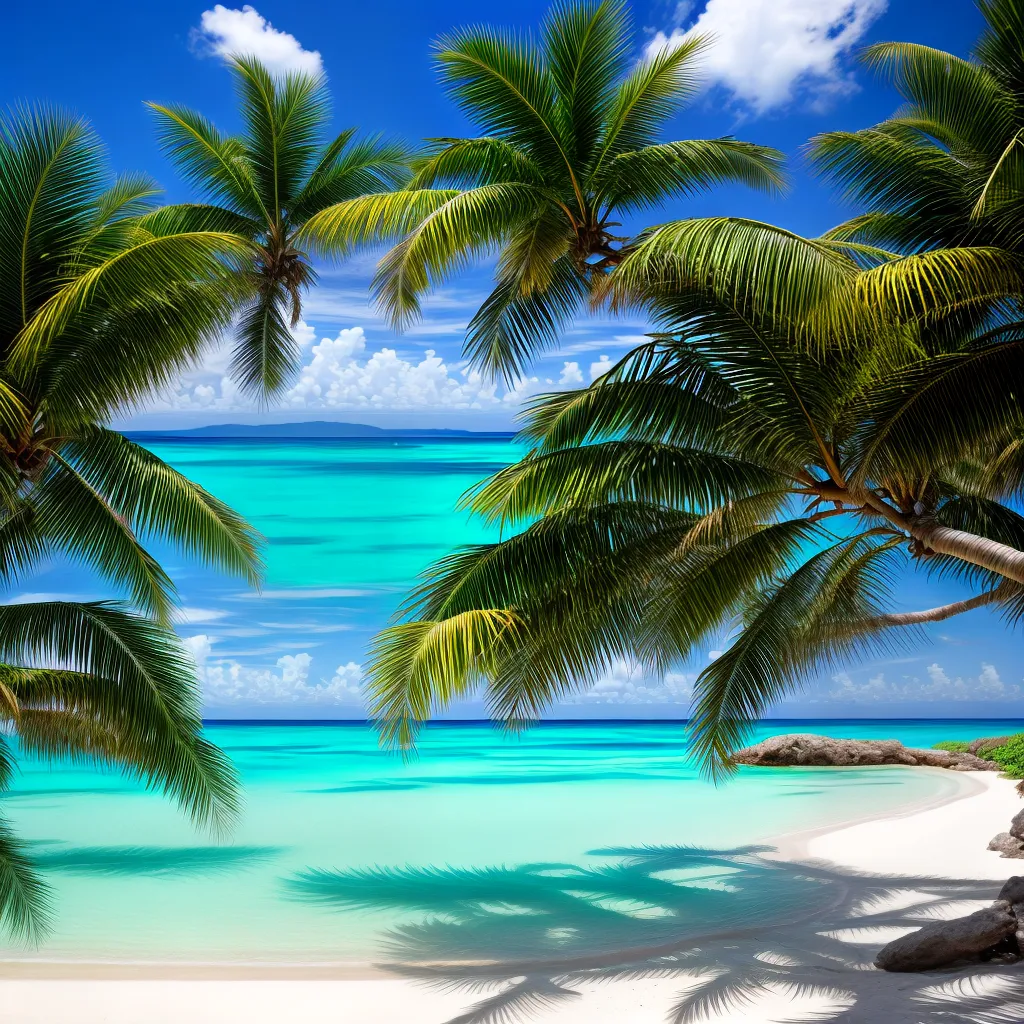 paisagem tropical palmeiras agua turquesa