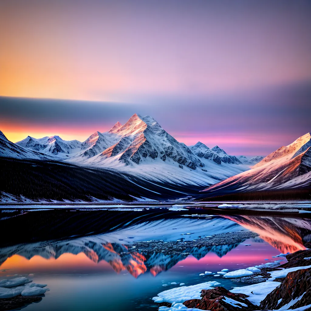 paisagem artica montanhas lago aurora paisagem artica montanhas lago aurora