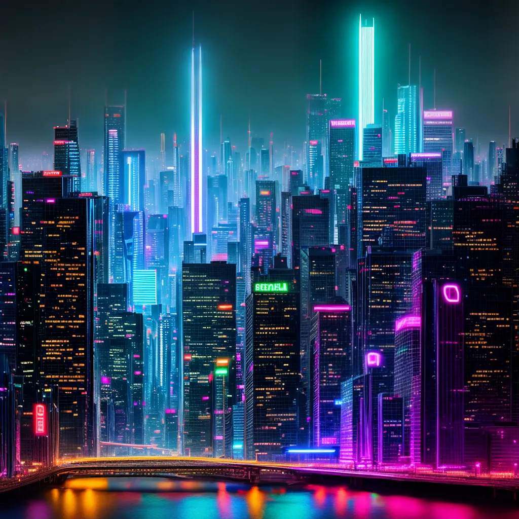 cidade futurista neon metropole