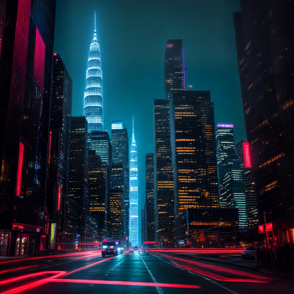 cidade futurista neon arranha ceus 2