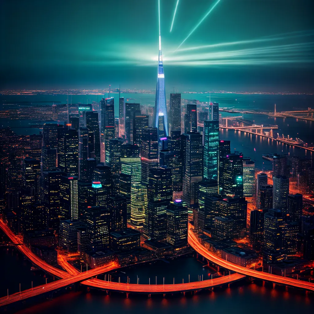 cidade futurista neon arranha ceus 3