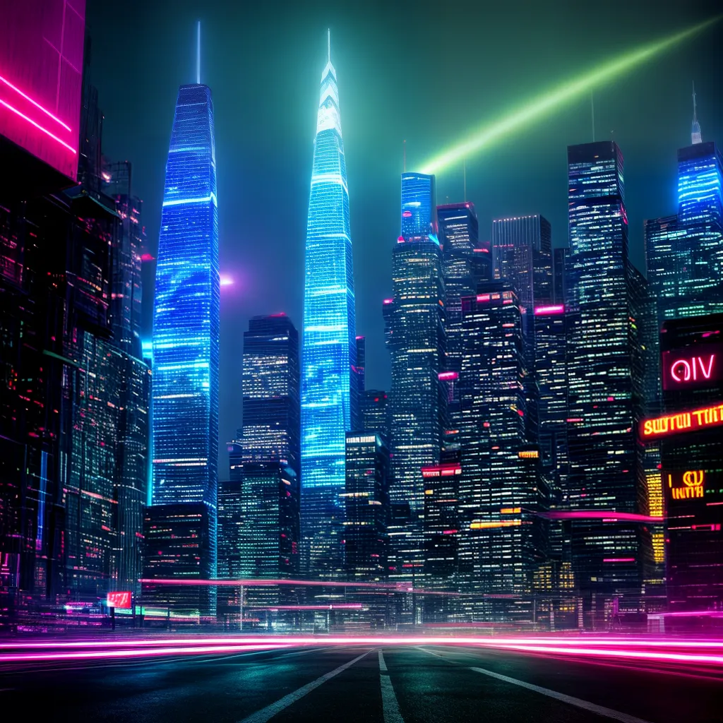 cidade futurista neon cyberpunk