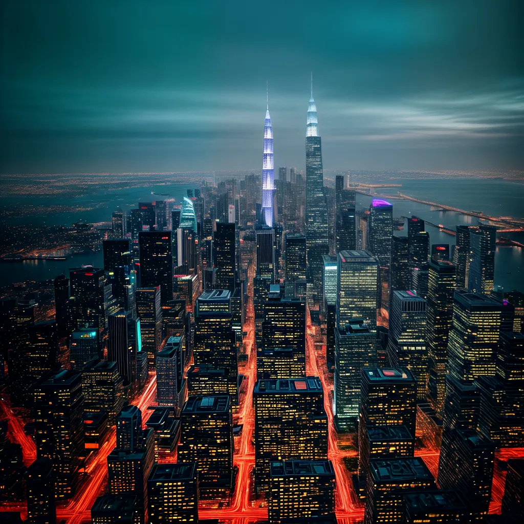 cidade futurista noite neon cyberpunk