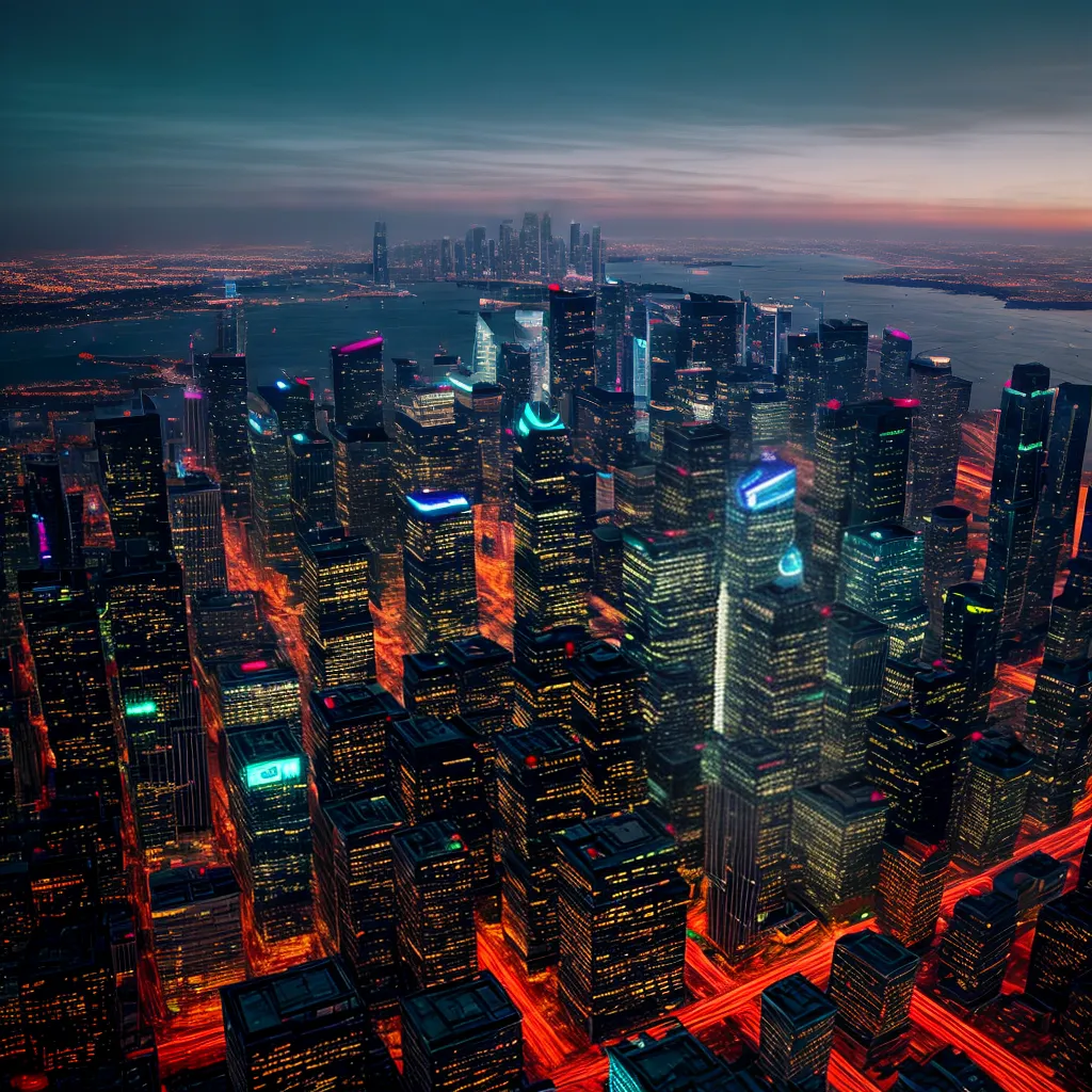 cidade futurista anoitecer arranha ceus 1