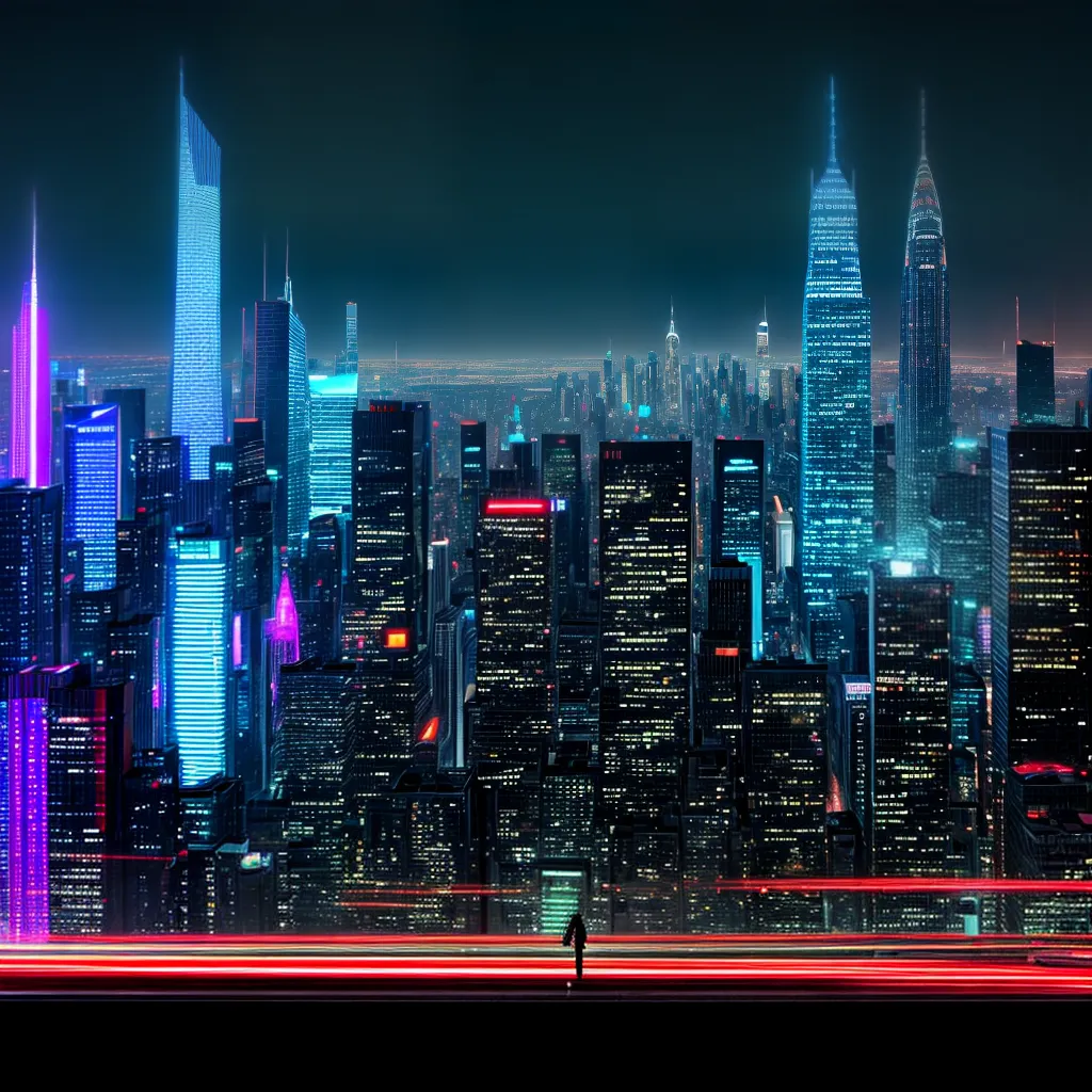 cidade futurista neon carros voadore 1