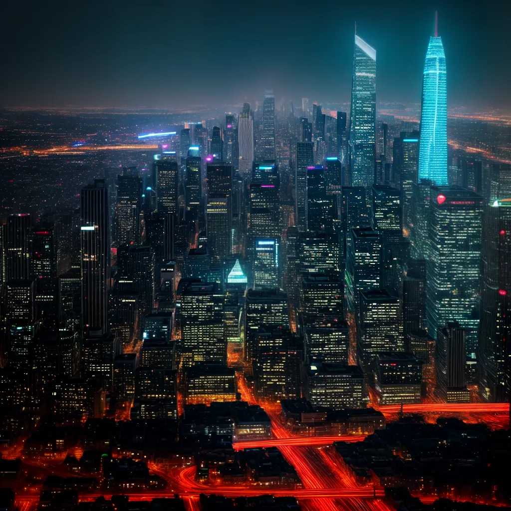 cidade futurista neon ruas chuvosas