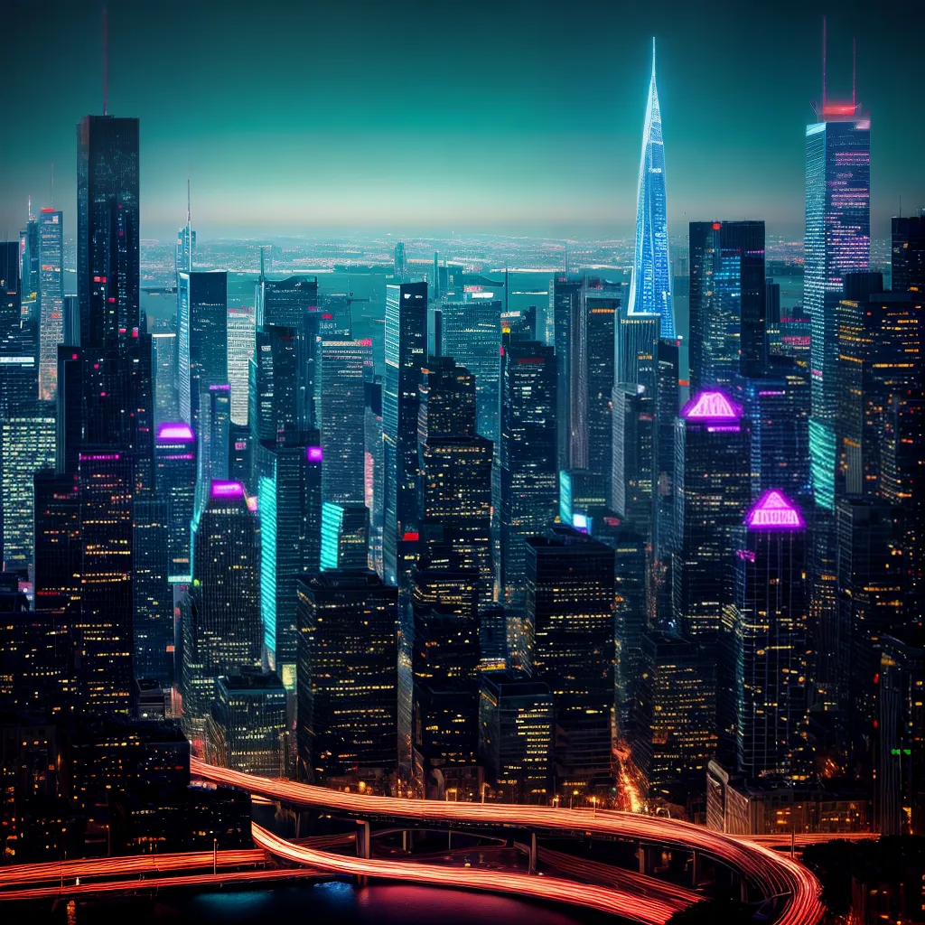cidade futurista neon arranha ceus 4