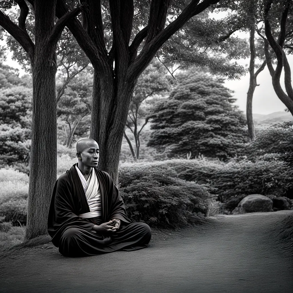 monje meditacao natureza serenidade monje meditacao natureza serenidade