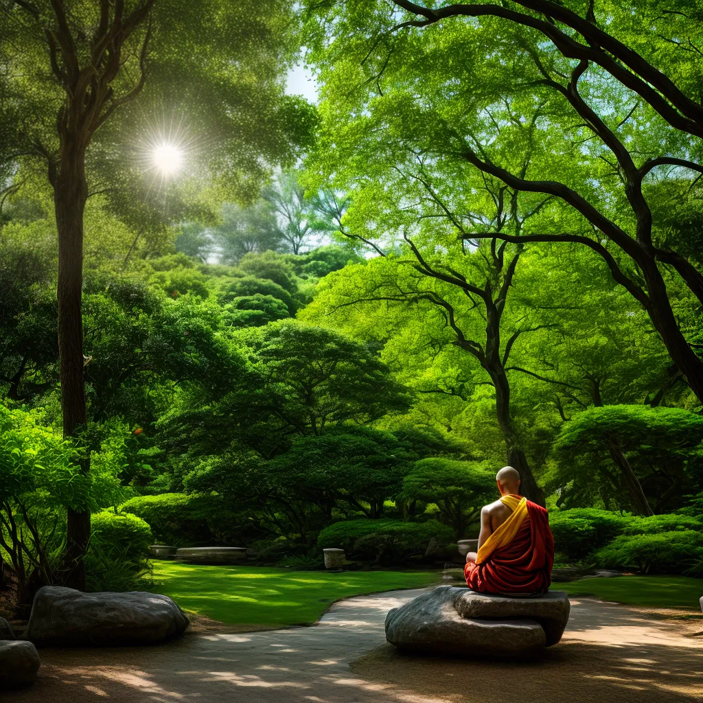 monge budista meditacao jardim paz monge budista meditacao jardim paz