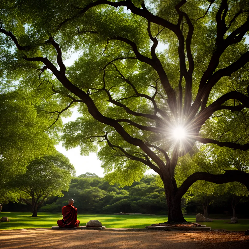 monje budista meditacao arvore bodhi monje budista meditacao arvore bodhi