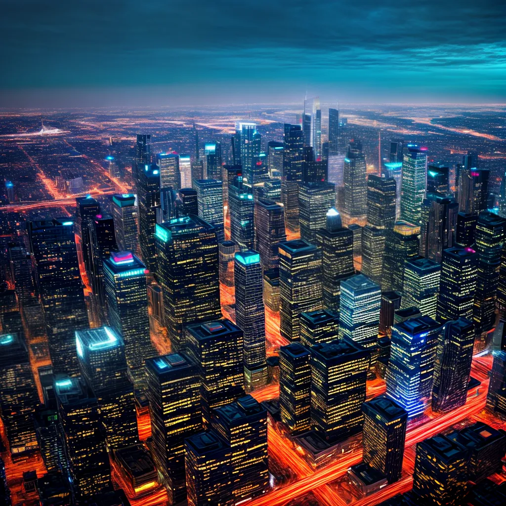 cidade futurista neon luzes inovacao