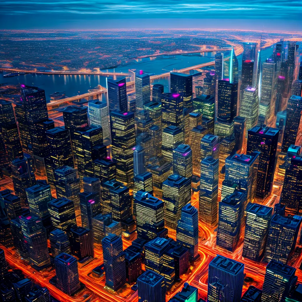 cidade futurista neon skyscrapers tecnologia cidade futurista neon skyscrapers tecnologia