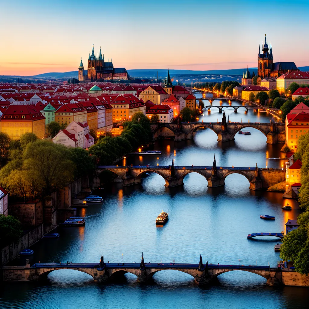ponte charles por do sol praga