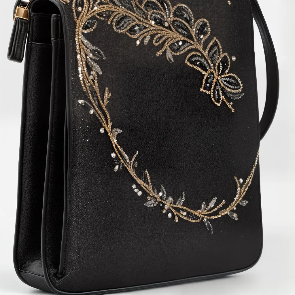bolsa preta bordado lantejoulas