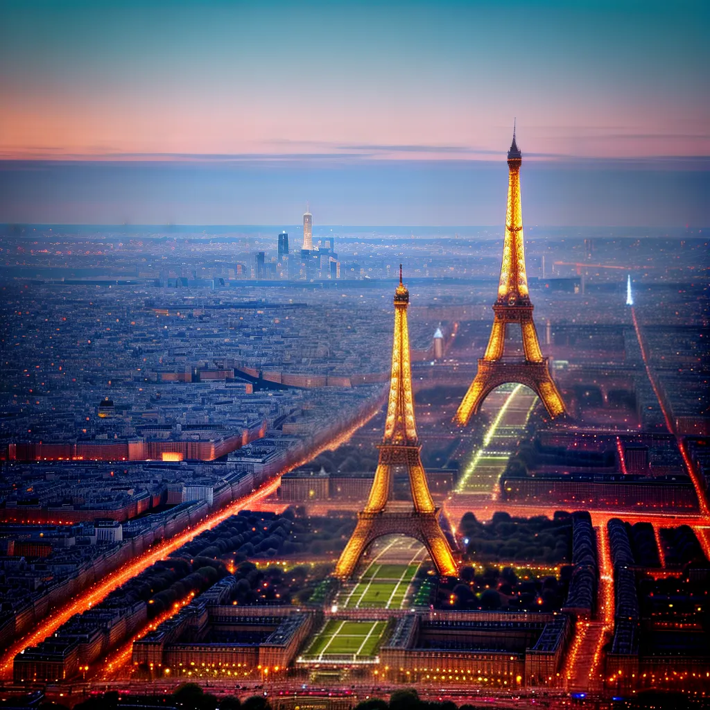 torre eiffel crepusculo luzes paris