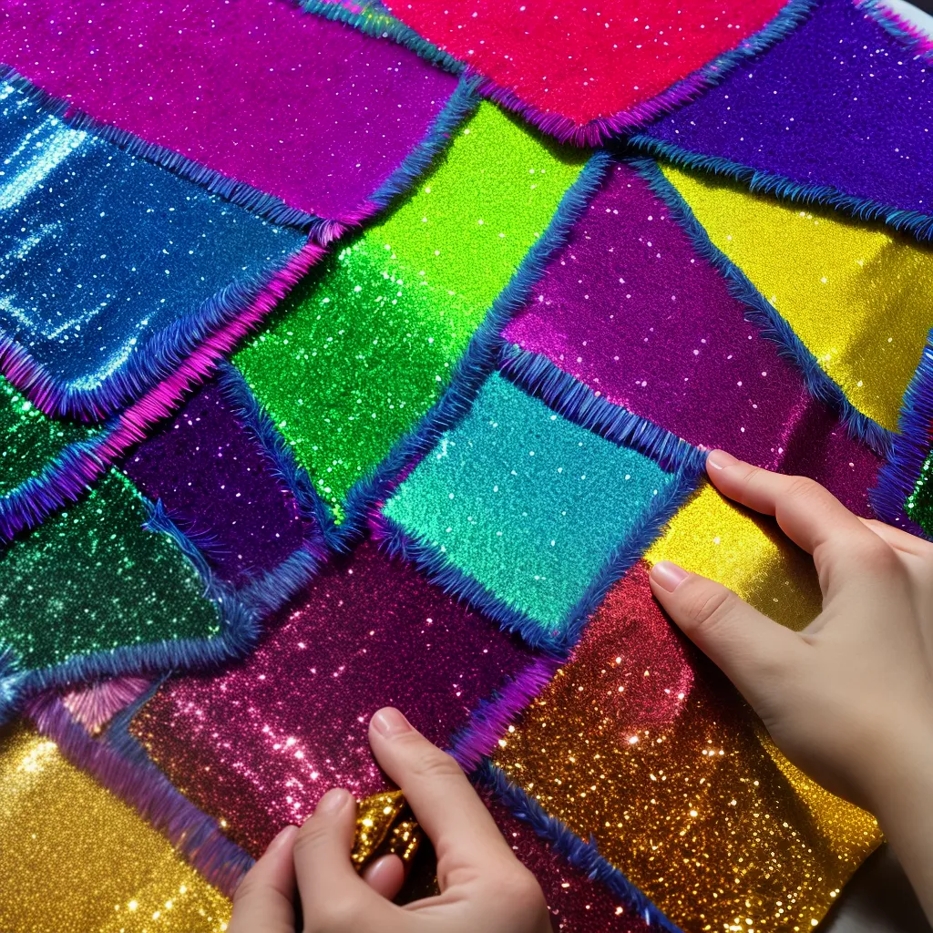 maos sequins coloridos arte