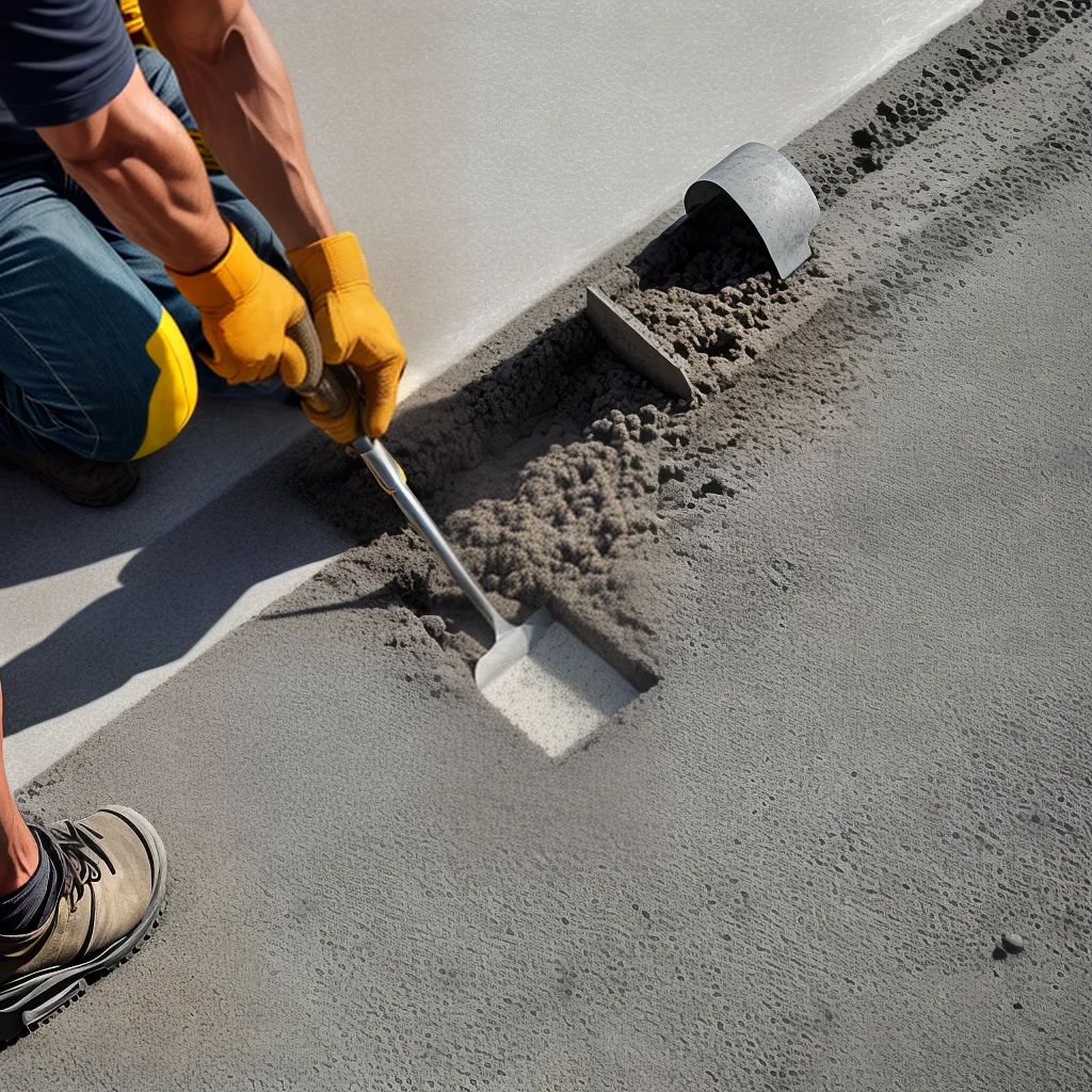 construcao trabalhador nivelando cimento