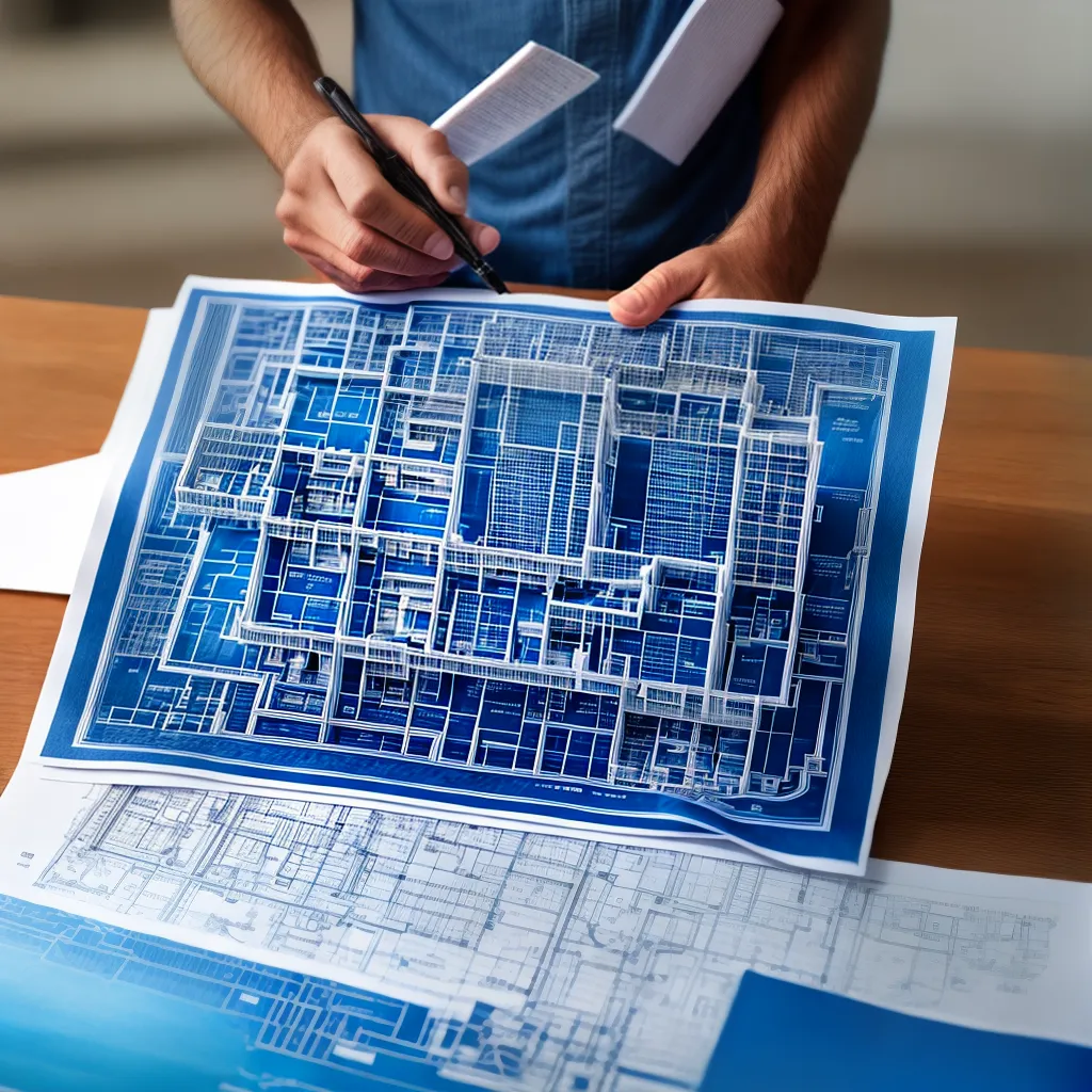 trabalhador construcao plano arquitetura