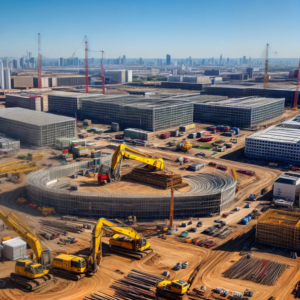 canteiro obras trabalhadores maquinaria construcao canteiro obras trabalhadores maquinaria construcao