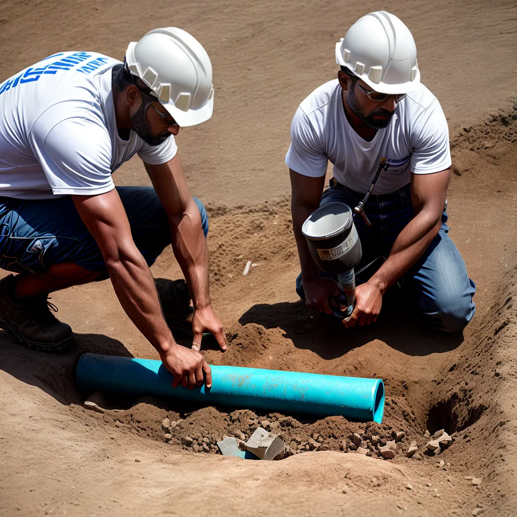 trabalhador construcao drenagem tubos trabalhador construcao drenagem tubos