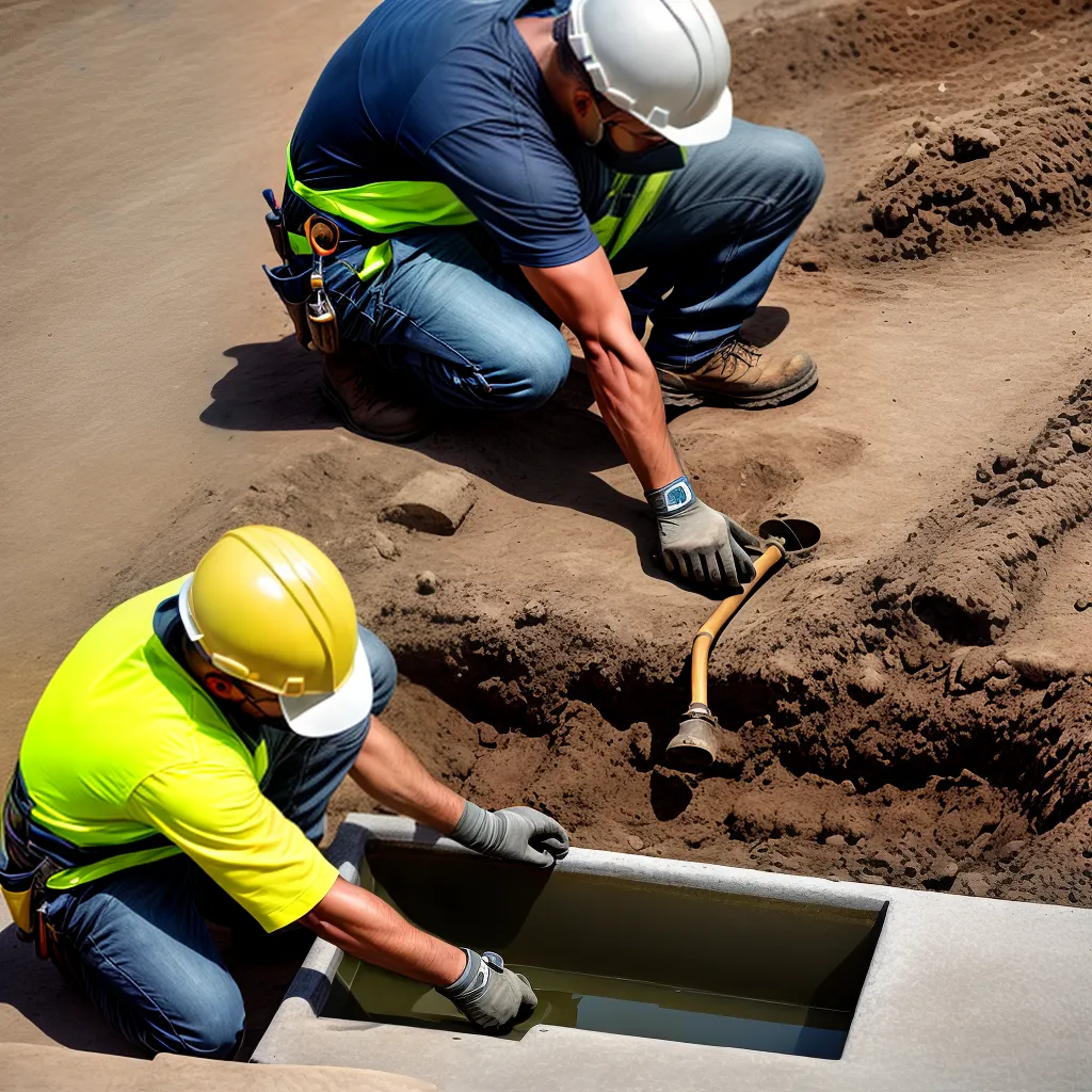 trabalhador construcao instalacao drenagem trabalhador construcao instalacao drenagem