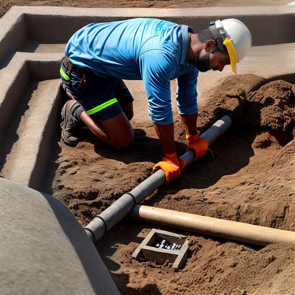 trabalhador construcao dreno instalacao trabalhador construcao dreno instalacao