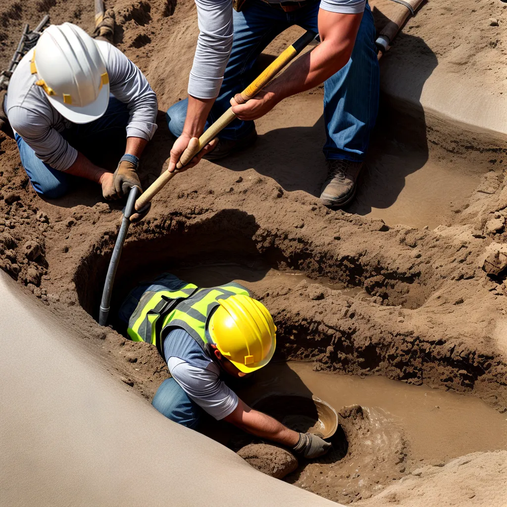 trabalhador construcao instalacao tubulacao drenagem trabalhador construcao instalacao tubulacao drenagem