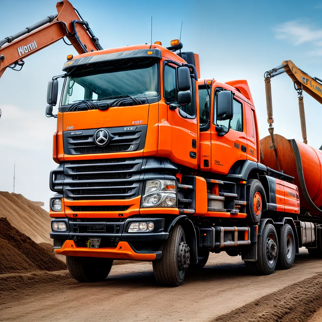 construcao trabalhadores concreto caminhao misturador