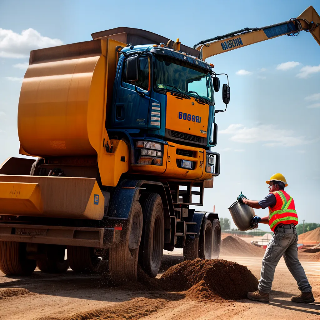 construtor operando caminhao concreto