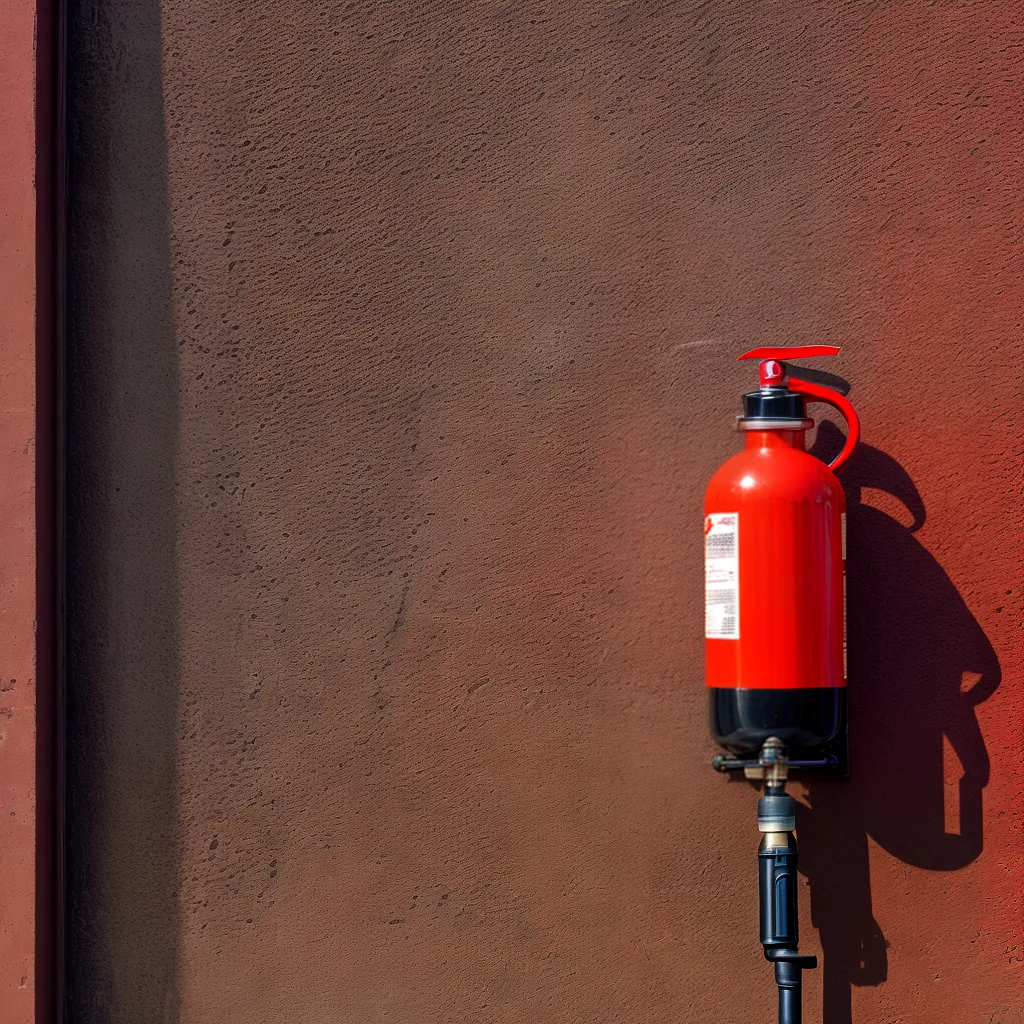 parede tijolos vermelhos extintor incendio parede tijolos vermelhos extintor incendio