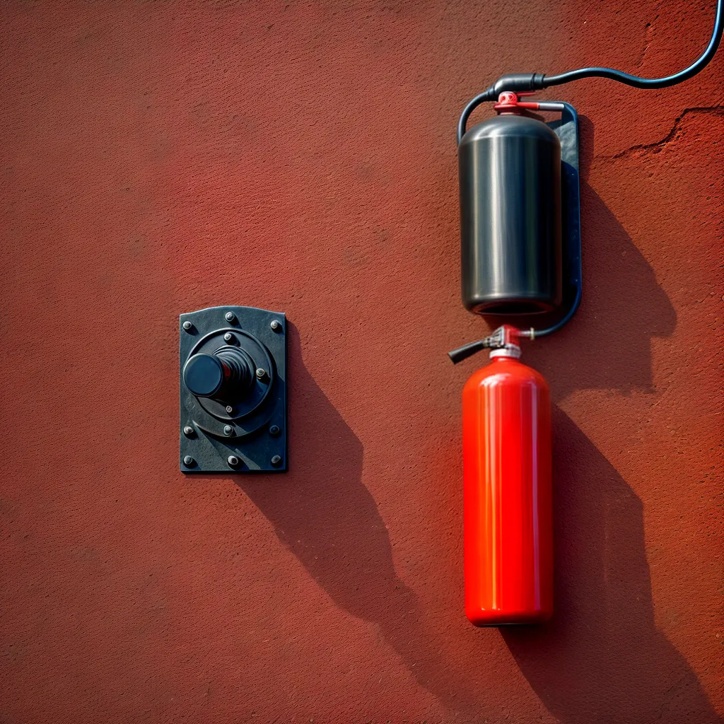 parede tijolos vermelhos extintor incendio 1 parede tijolos vermelhos extintor incendio 1