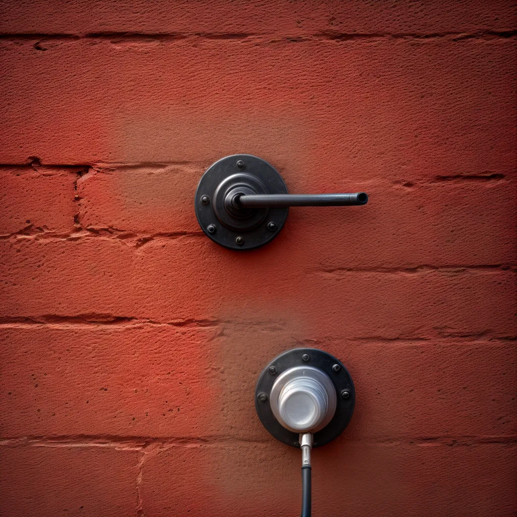 parede tijolos vermelhos porta protecao parede tijolos vermelhos porta protecao