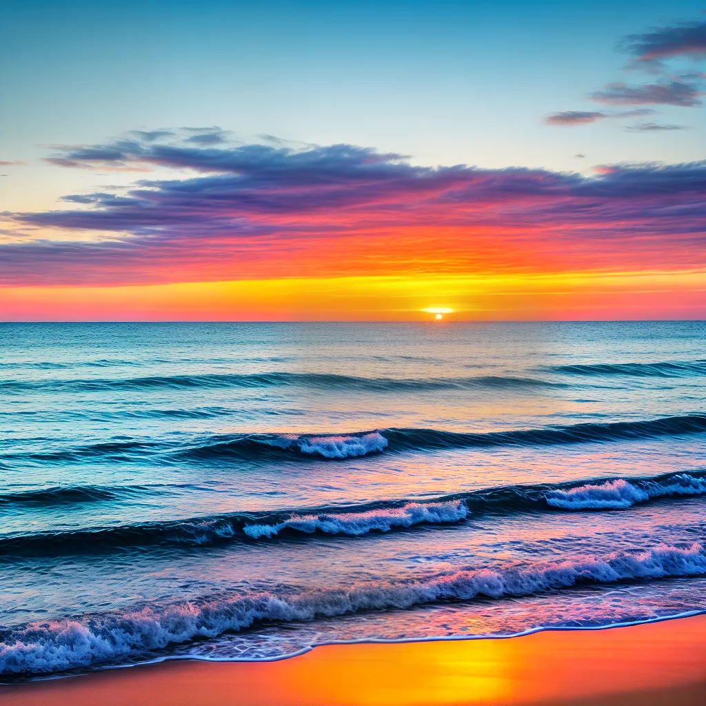 pintura por do sol praia vibrante pintura por do sol praia vibrante