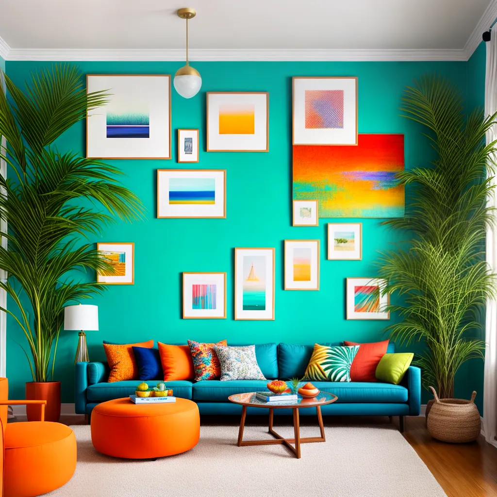 sala tropical vibrante cores plantas